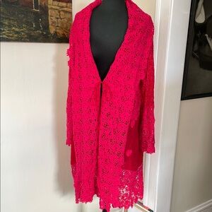 Vibrant Red Lace Cardigan